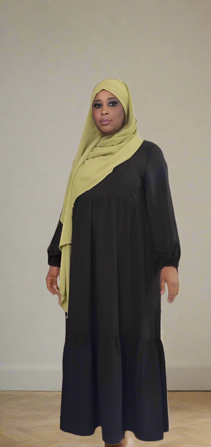ABAYA - SOIE DE MEDINE AVEC ZIP - NOIR